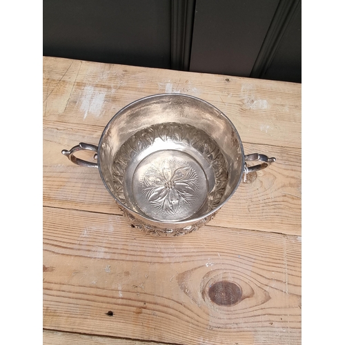 341 - A provincial Charles II silver porringer, maker's mark unidentified, York 1672, with later engraved ... 