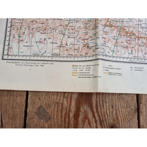 1669 - A German Third Reich Luftwaffe map, 107 x 75cm; together with related ephemera. ... 