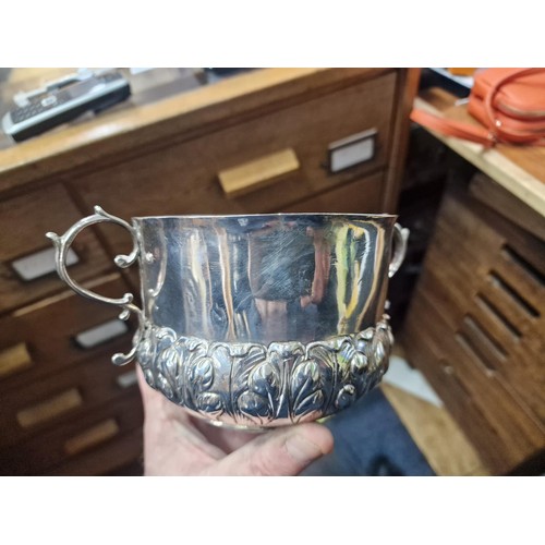 341 - A provincial Charles II silver porringer, maker's mark unidentified, York 1672, with later engraved ... 