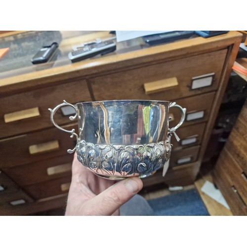 341 - A provincial Charles II silver porringer, maker's mark unidentified, York 1672, with later engraved ... 