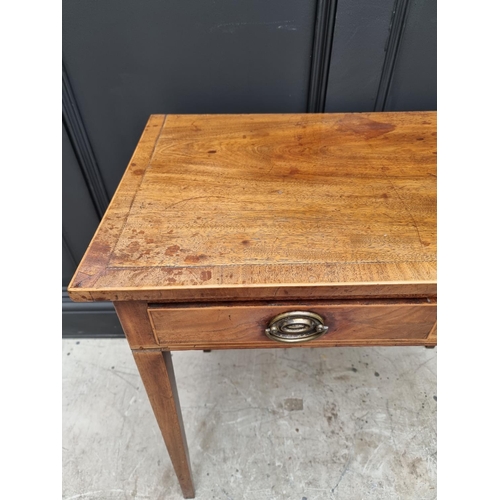 1031 - A George III mahogany and line inlaid two drawer side table, 76.5cm wide. 