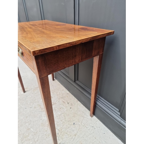 1031 - A George III mahogany and line inlaid two drawer side table, 76.5cm wide. 