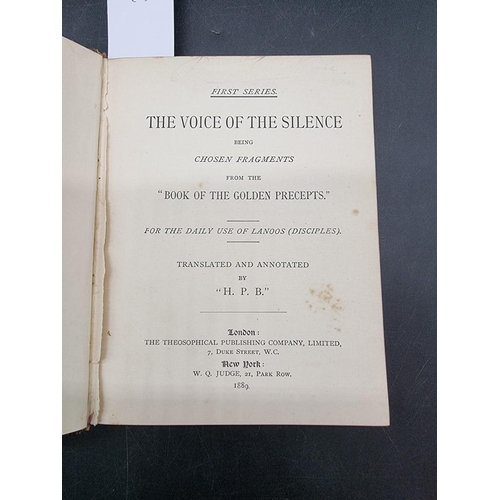 1 - CHIVERS BINDING: 'The Voice of Silence being Chosen Fragments from the Book of Golden Precepts.... 