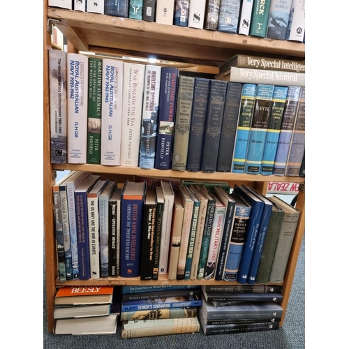 118 - NAVAL HISTORY: a quantity of naval history and reference over 3 shelves, from the library of na... 