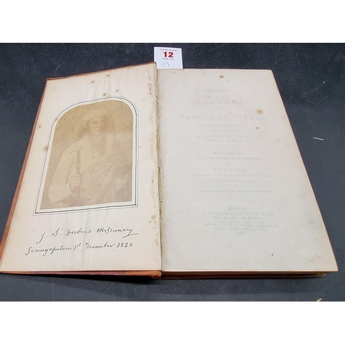 12 - INDIA: DUBOIS (Abbe Jean Antoine): 'A Description of the Character, Manners and Customs of the Peopl... 