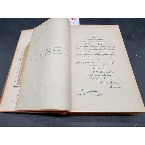 12 - INDIA: DUBOIS (Abbe Jean Antoine): 'A Description of the Character, Manners and Customs of the Peopl... 