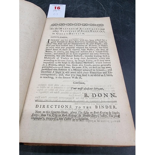 16 - DONN (Benjamin): 'The Accountant: containing essays on book-keeping by single and double entry.... 