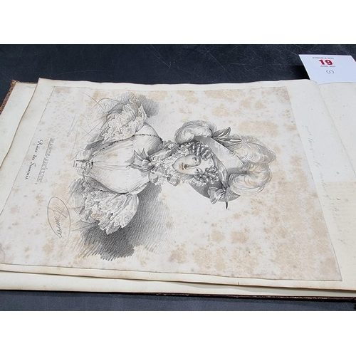 19 - GEORGIAN SCRAP ALBUM: early 19thc scrap album containing a broad range of pencil sketches, prin... 