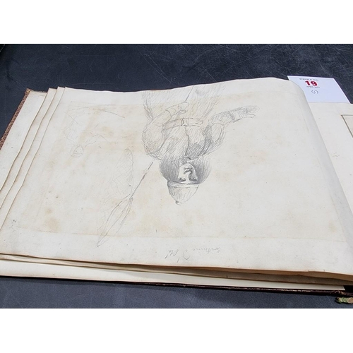 19 - GEORGIAN SCRAP ALBUM: early 19thc scrap album containing a broad range of pencil sketches, prin... 