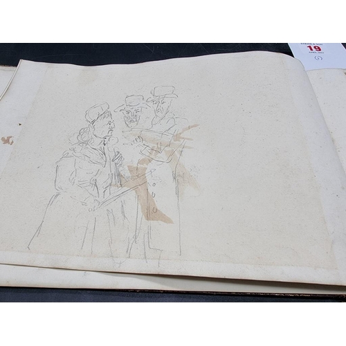 19 - GEORGIAN SCRAP ALBUM: early 19thc scrap album containing a broad range of pencil sketches, prin... 