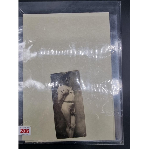 206 - PHOTOGRAPHY: MALE NUDE: three silver gelatin photographs of standing male nude, early 20thc, la... 