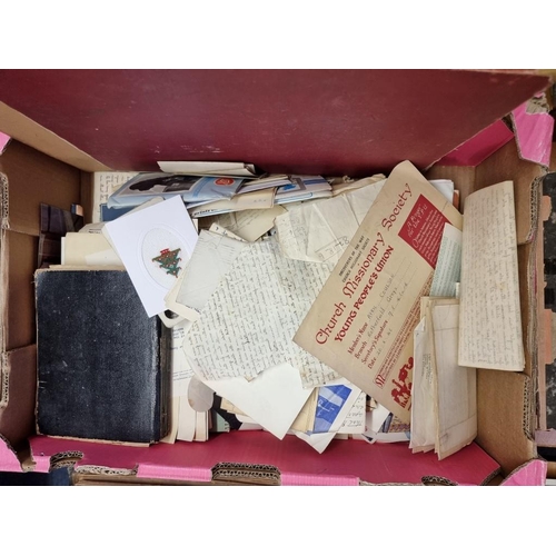 232 - EPHEMERA & PHOTOGRAPHS: a quantity in one box, largely earlier c20 printed and manuscript e... 