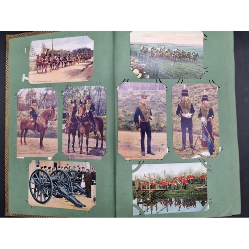 233 - POSTCARD ALBUM: MILITARY REGIMENTS AND UNIFORMS: a good album of approx 250+ cards of military types... 