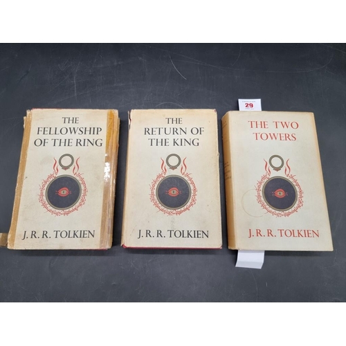 29 - TOLKIEN (J R R): Lord of the Rings Trilogy, 3 vols, 11th/8th/8th impressions 1961, dustjackets, vol.... 