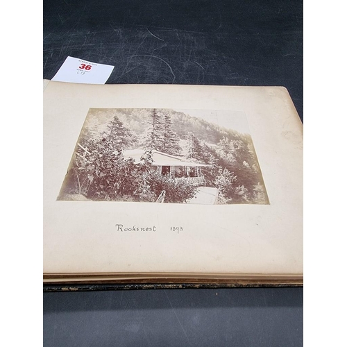 36 - PHOTOGRAPH ALBUM: images of Shimla, Ladakh, Baltistan, Lakkar Bazar, temple at Nuchar, Mashobra Baza... 