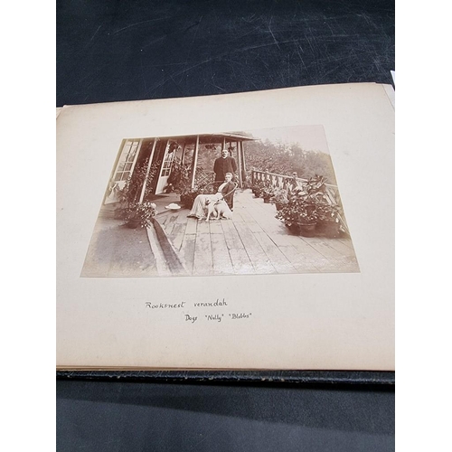 36 - PHOTOGRAPH ALBUM: images of Shimla, Ladakh, Baltistan, Lakkar Bazar, temple at Nuchar, Mashobra Baza... 