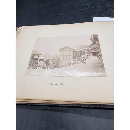 36 - PHOTOGRAPH ALBUM: images of Shimla, Ladakh, Baltistan, Lakkar Bazar, temple at Nuchar, Mashobra Baza... 