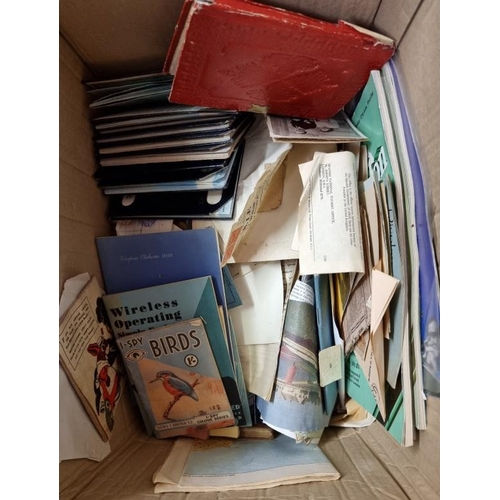 73 - BOOKS & EPHEMERA: a quantity in carton, to include juvenile books, passports, postcards, Jenny L... 