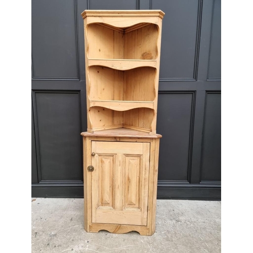 1018 - An antique pine standing corner cupboard, 170.5cm high x 64cm wide. 