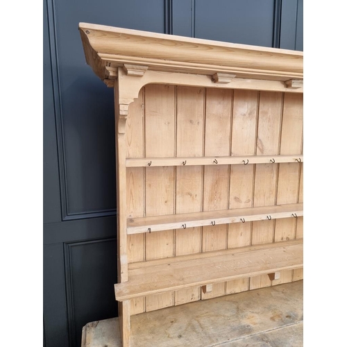 1019 - A Victorian pine dresser and associated rack, 163.5cm wide. 