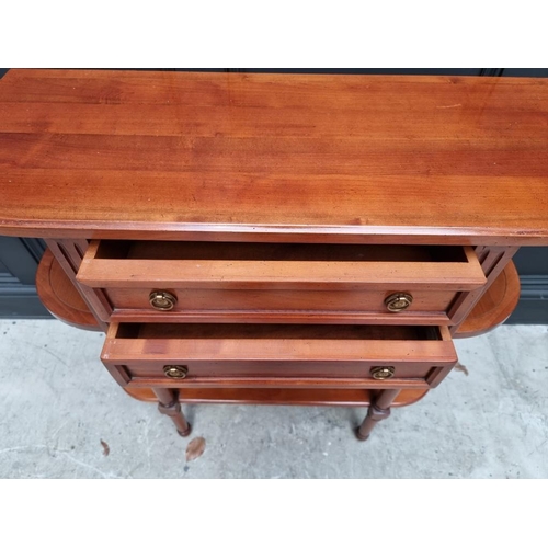 1022 - A reproduction cherry wood console table, labelled 'Anne de Morienne', 89cm wide. ... 