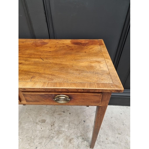 1031 - A George III mahogany and line inlaid two drawer side table, 76.5cm wide. 