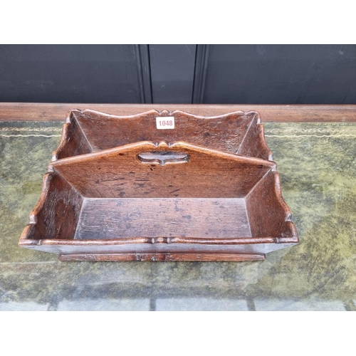 1048 - A George III oak cutlery tray, 33cm wide. 