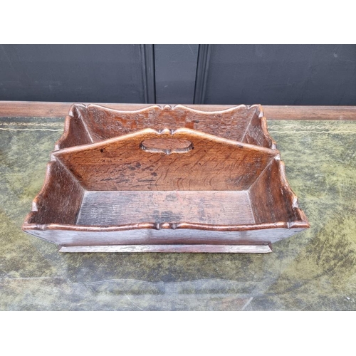 1048 - A George III oak cutlery tray, 33cm wide. 