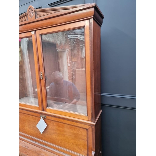 1064 - An unusual late 19th century mahogany bureau bookcase, 120cm wide. 