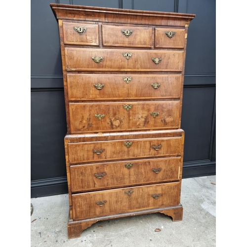 1070 - An 18th century walnut and crossbanded chest on chest, 98.5cm wide.  ... 