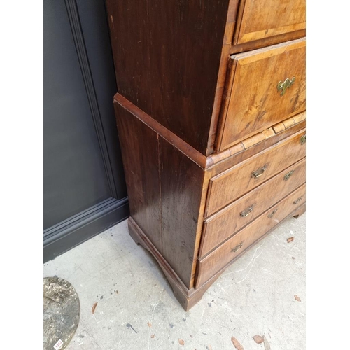 1070 - An 18th century walnut and crossbanded chest on chest, 98.5cm wide.  ... 