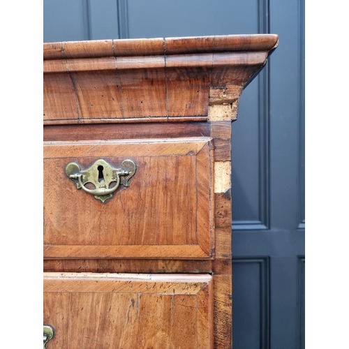 1070 - An 18th century walnut and crossbanded chest on chest, 98.5cm wide.  ... 