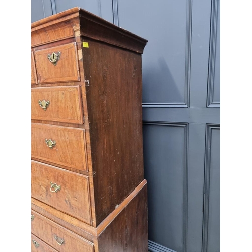 1070 - An 18th century walnut and crossbanded chest on chest, 98.5cm wide.  ... 