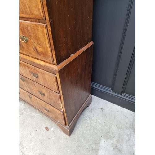 1070 - An 18th century walnut and crossbanded chest on chest, 98.5cm wide.  ... 