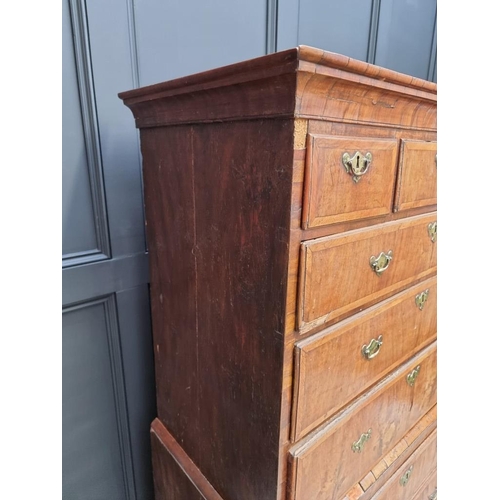 1070 - An 18th century walnut and crossbanded chest on chest, 98.5cm wide.  ... 