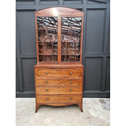 1073 - A Regency mahogany secretaire bookcase, 107cm wide. 