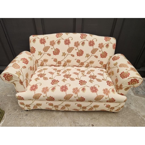 1080 - A small Edwardian settee, formerly with drop ends, approx 153cm wide. 