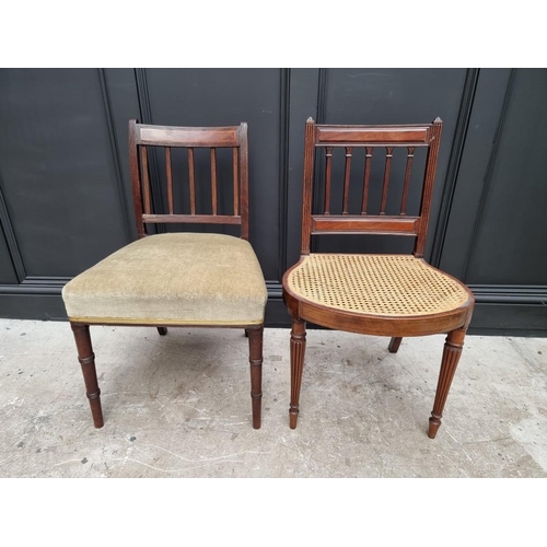 1086 - Two 19th century mahogany dining chairs, one with cane seat, (one s.d.).