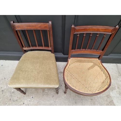 1086 - Two 19th century mahogany dining chairs, one with cane seat, (one s.d.).