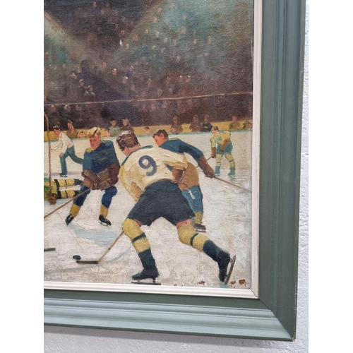 1137 - Harry Young, 'Ice Hockey, Streatham', signed, oil on canvas, 52 x 74cm. Provenance: exhibited N... 