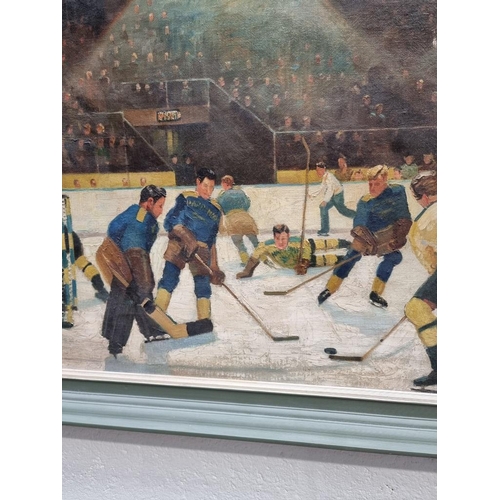 1137 - Harry Young, 'Ice Hockey, Streatham', signed, oil on canvas, 52 x 74cm. Provenance: exhibited N... 