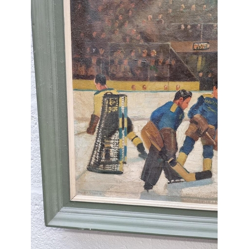 1137 - Harry Young, 'Ice Hockey, Streatham', signed, oil on canvas, 52 x 74cm. Provenance: exhibited N... 