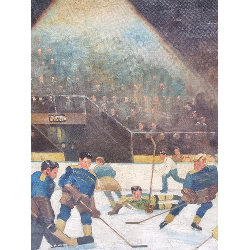 1137 - Harry Young, 'Ice Hockey, Streatham', signed, oil on canvas, 52 x 74cm. Provenance: exhibited N... 