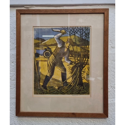 1161 - Frederick Austin, 'A Woodsman', signed and dated '55, linocut, 30.5 x 25.5cm.