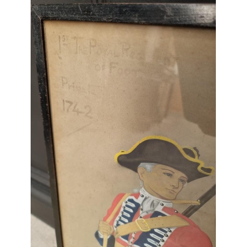 1176 - E V Howell, '1st The Royal Regiment of Foot, Private 1742', signed and dated 1926, gouache, 53 x 26c... 