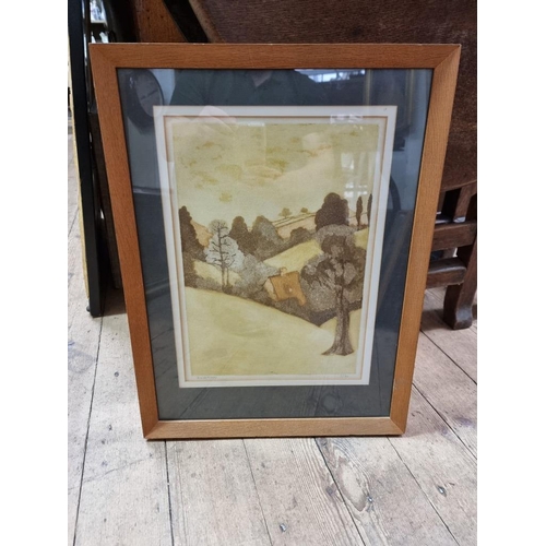 1179 - Dorothy Louise Bowman, landscape, signed, pastel, 60 x 48cm; together with two pencil signed limited... 