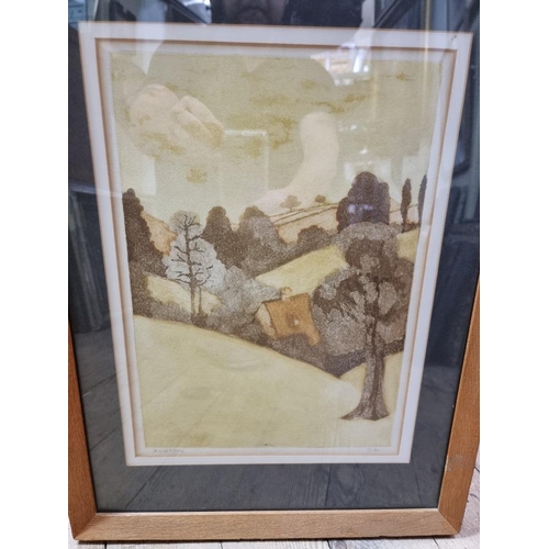 1179 - Dorothy Louise Bowman, landscape, signed, pastel, 60 x 48cm; together with two pencil signed limited... 