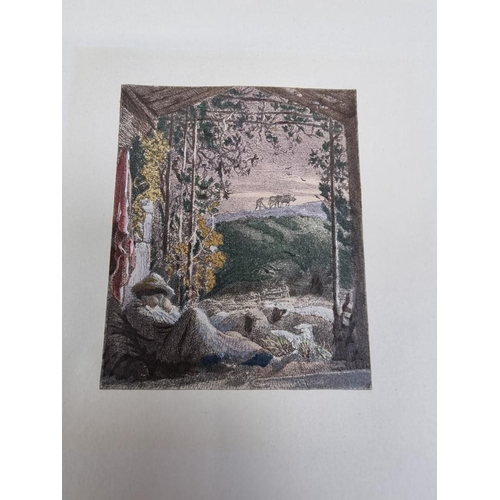 1191 - WITHDRAWN FROM SALE Samuel Palmer, 'The Sleeping Shepherd', colour print, pl.12 x 10.5cm; together w... 