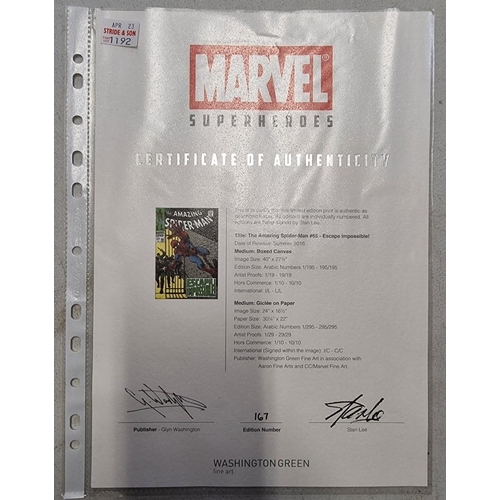 1192 - Stan Lee, Marvel Superheroes, 'The Amazing Spider-Man #65 - Escape Impossible!', signed and numbered... 