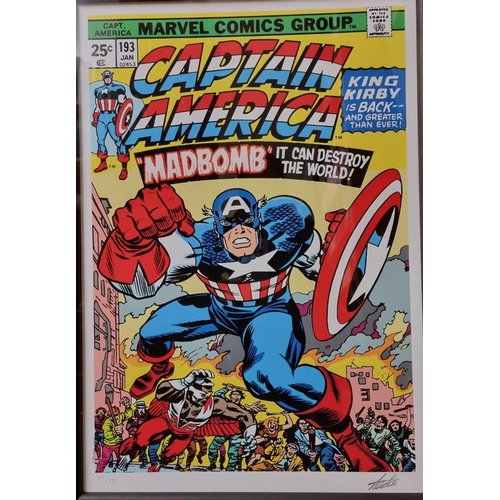 1194 - Stan Lee, Marvel Superheroes, 'Captain America #193 - Madbomb', signed and numbered 167/295, giclee ... 